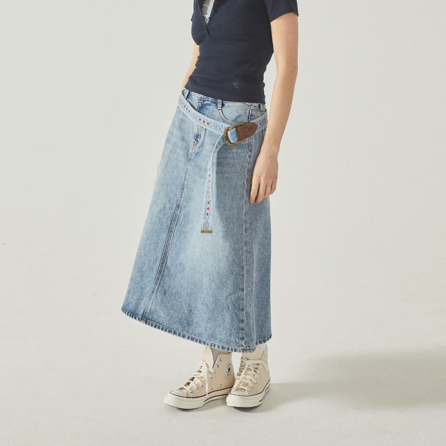 WHO.A.U — юбка Long Denim Cargo Skirt