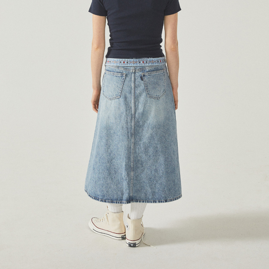 WHO.A.U — юбка Long Denim Cargo Skirt