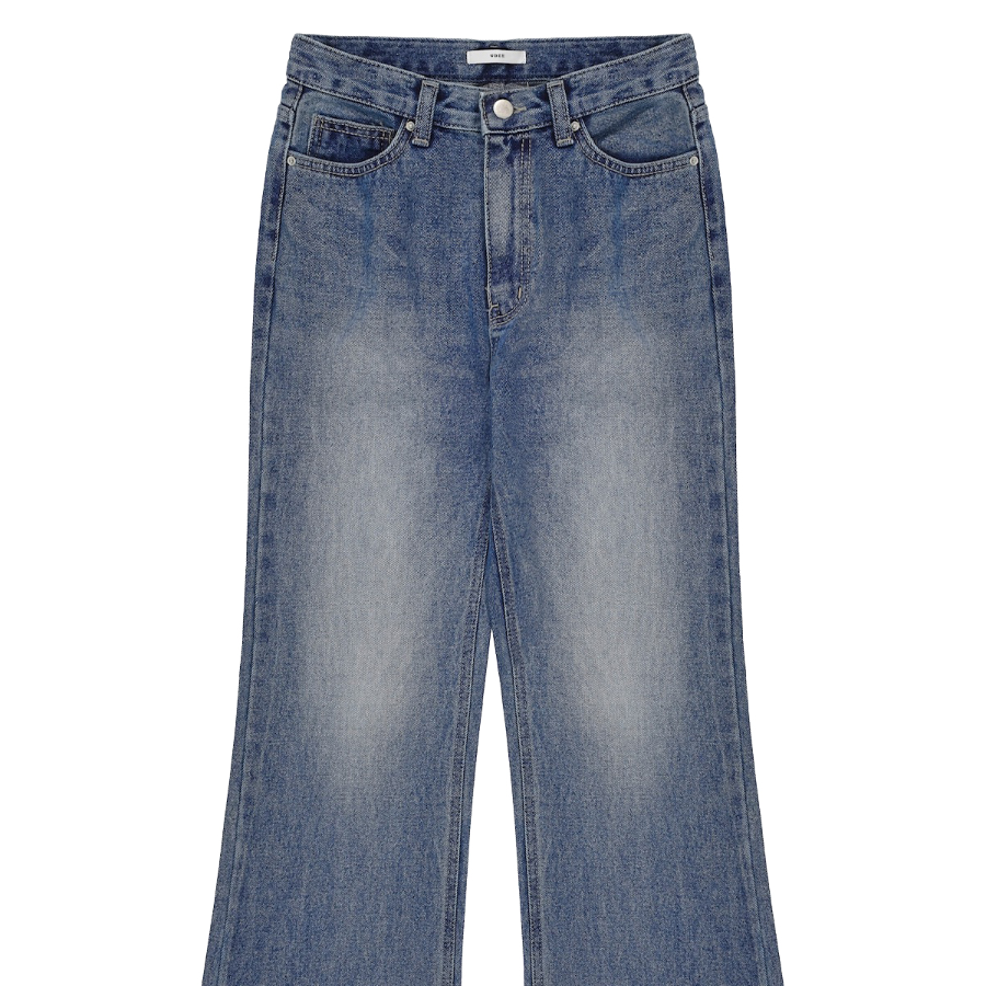 Женские джинсы средней посадки с полушироким кроем и удлинённым полубуткат силуэтом