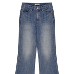 Женские джинсы средней посадки с полушироким кроем и удлинённым полубуткат силуэтом