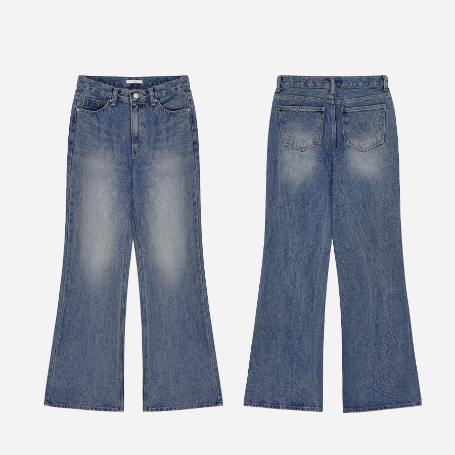 Женские джинсы средней посадки с полушироким кроем и удлинённым полубуткат силуэтом