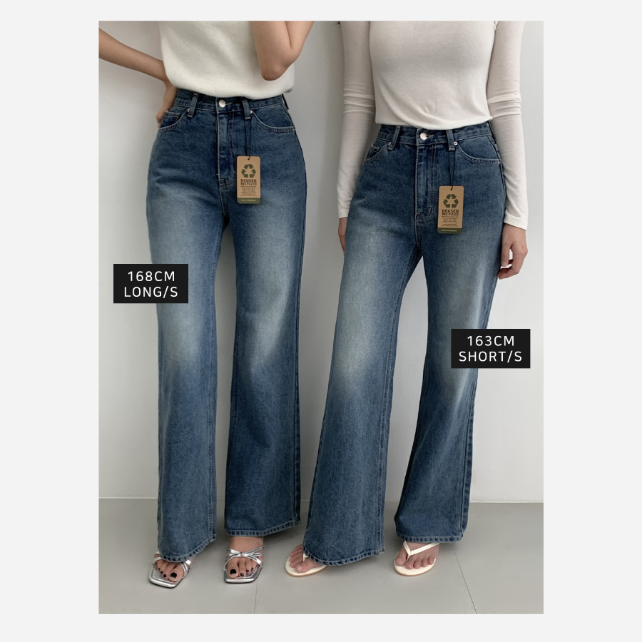 Женские джинсы средней посадки с полушироким кроем и удлинённым полубуткат силуэтом