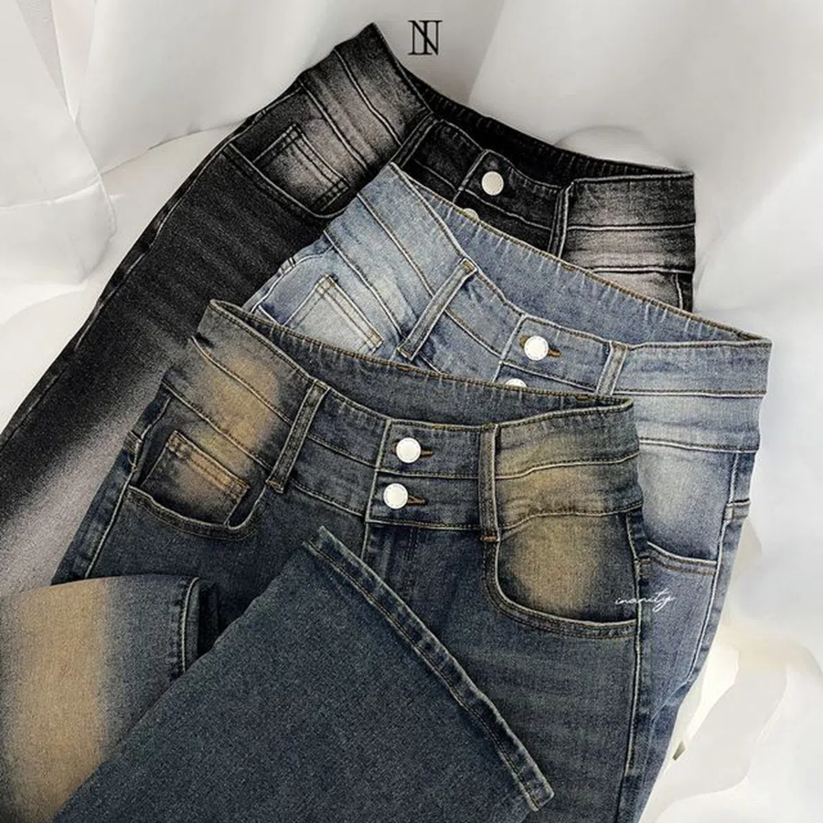Женские джинсы с корректирующим эффектом, хай-вейстом и двойной пуговицей в фасоне буткат