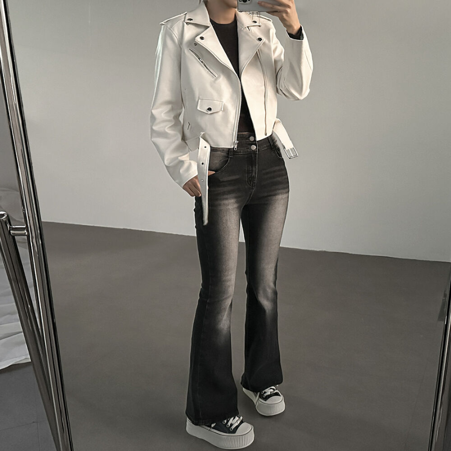 Женские джинсы с корректирующим эффектом, хай-вейстом и двойной пуговицей в фасоне буткат