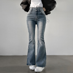 Женские джинсы с корректирующим эффектом, хай-вейстом и двойной пуговицей в фасоне буткат