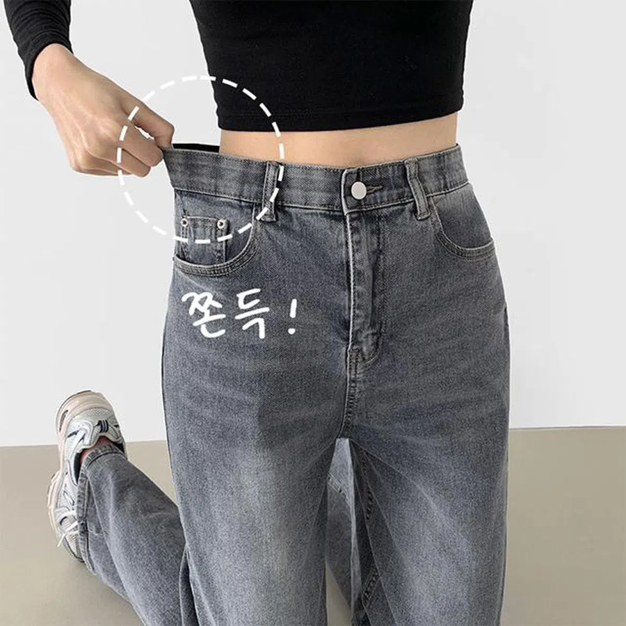 Женские всесезонные широкие джинсы с потайной резинкой и эластичным эффектом