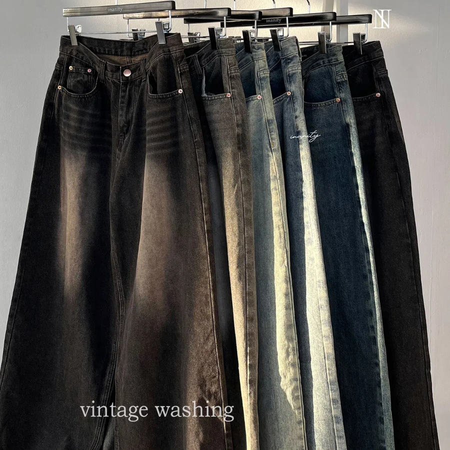 Женские джинсы с завышенной талией, винтажной варкой и объёмным полу-баллонным кроем