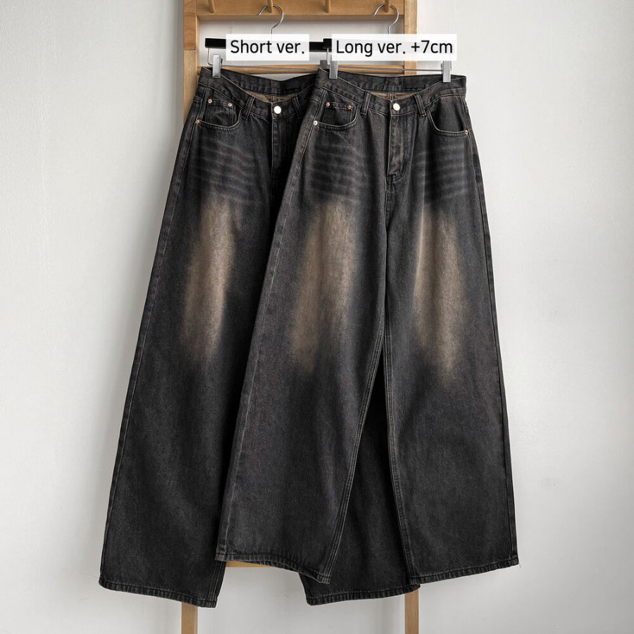 Женские джинсы с завышенной талией, винтажной варкой и объёмным полу-баллонным кроем