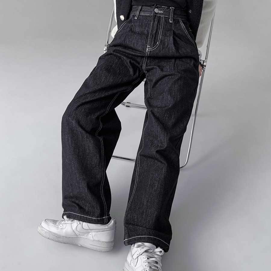 Женские джинсы из необработанного денима с защипом и шнурком на талии