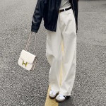 Женские классические белые брюки с ремнём в комплекте