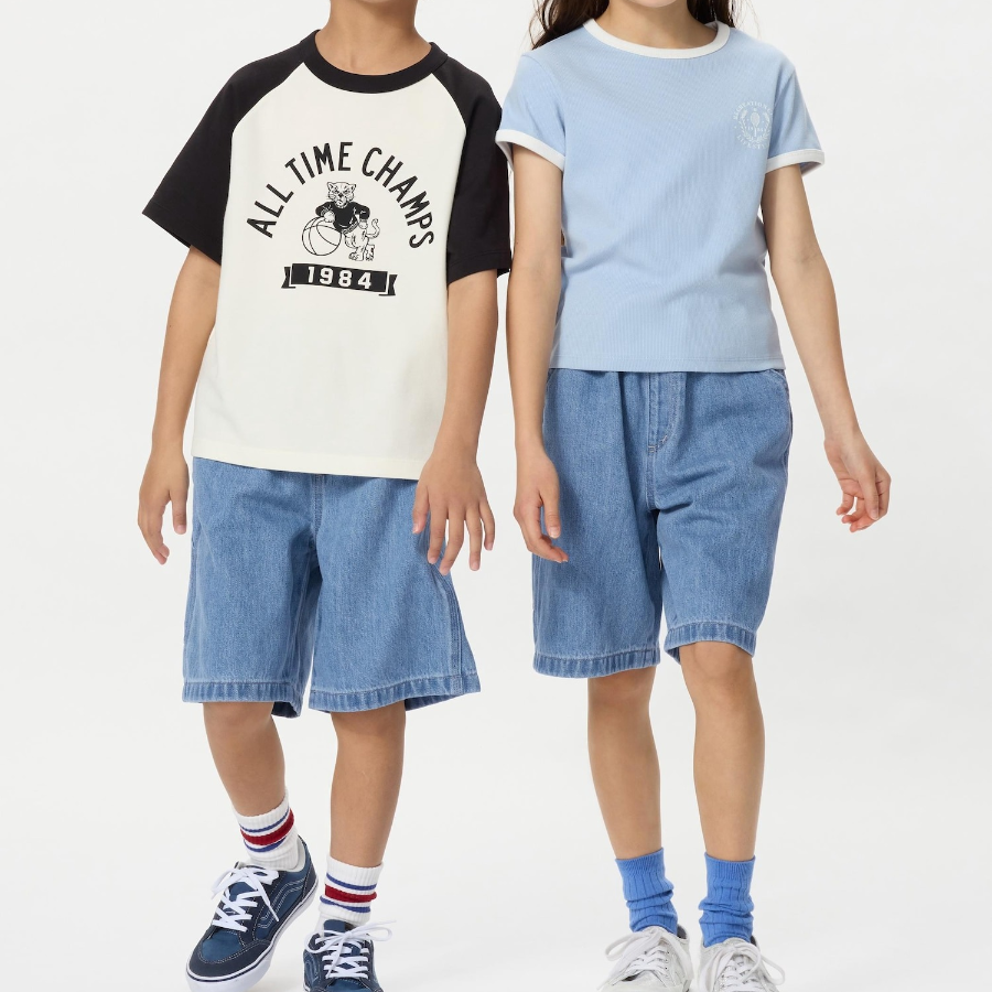 UNIQLO KIDS Painter Easy Half Pants (Denim)