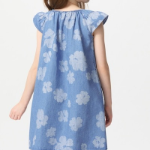 UNIQLO GIRLS Printed Denim Dress (Short Sleeve)