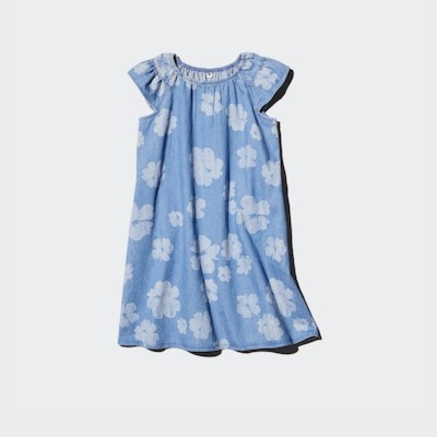 UNIQLO GIRLS Printed Denim Dress (Short Sleeve)