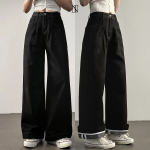 Женские wide-fit джинсы с высокой талией, защипами и отворотом