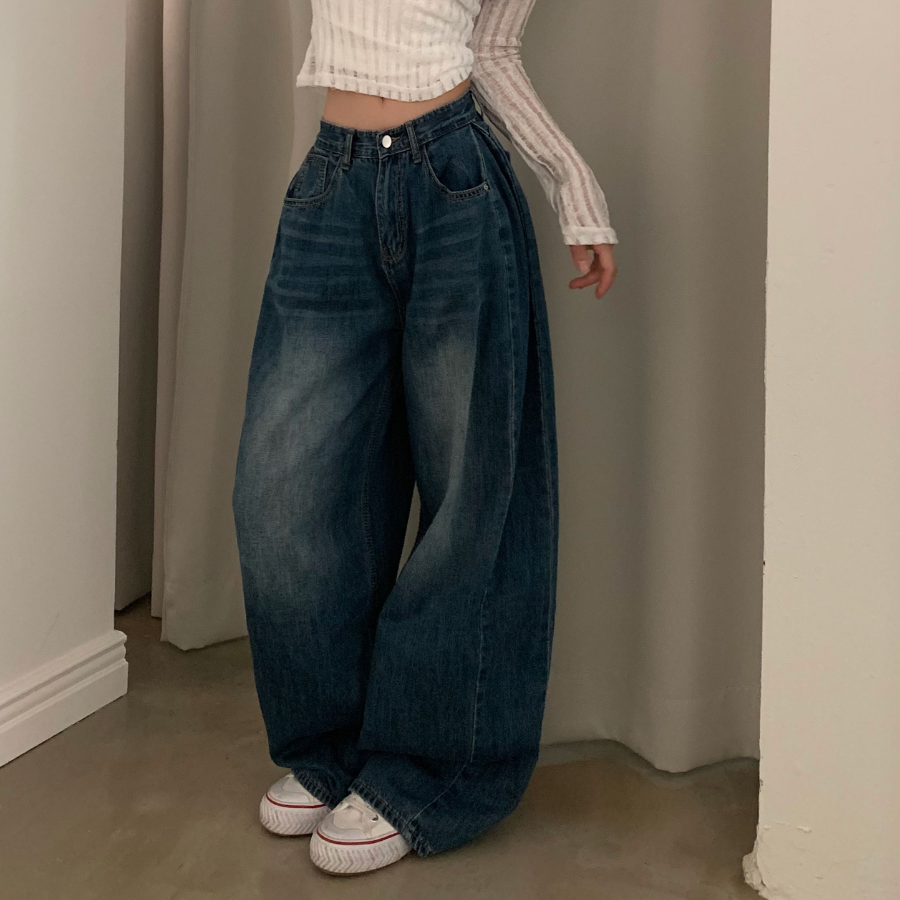 Женские облегчённые wide-fit джинсы с эффектом охлаждения и защипами по бокам