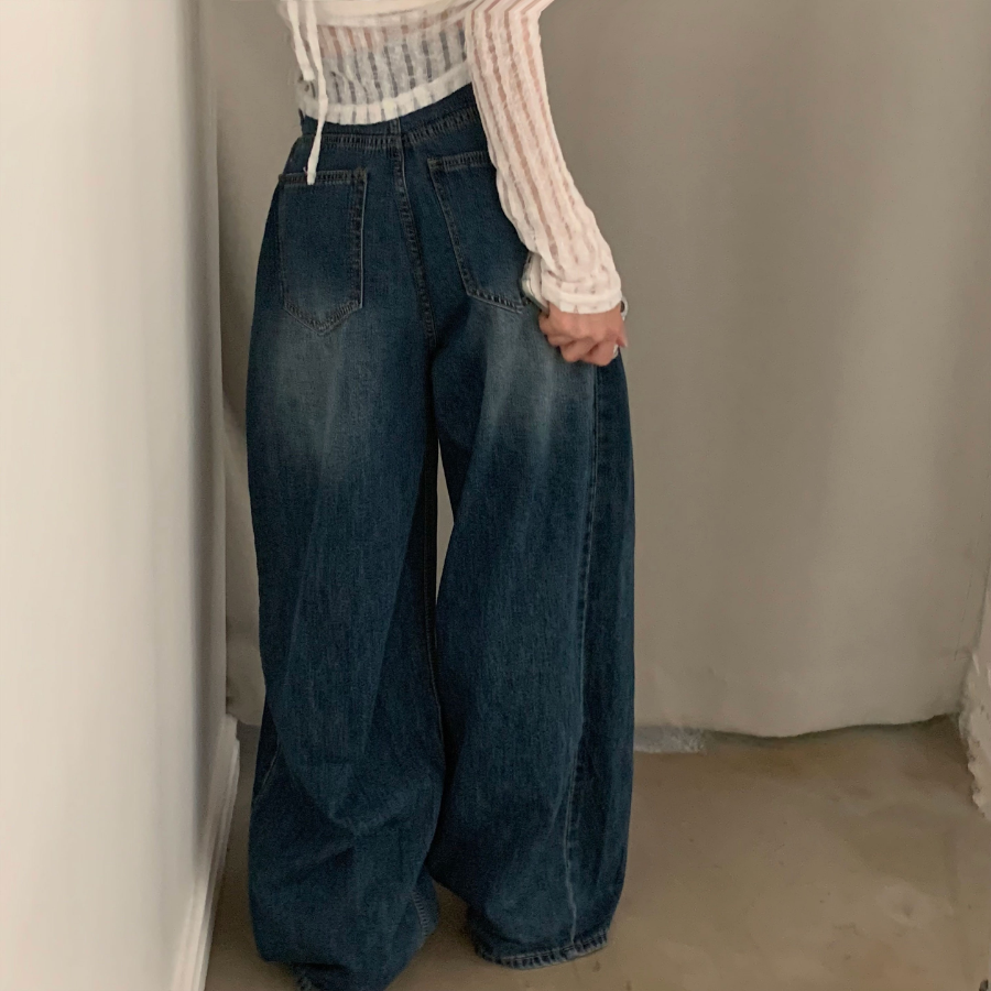 Женские облегчённые wide-fit джинсы с эффектом охлаждения и защипами по бокам