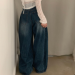 Женские облегчённые wide-fit джинсы с эффектом охлаждения и защипами по бокам