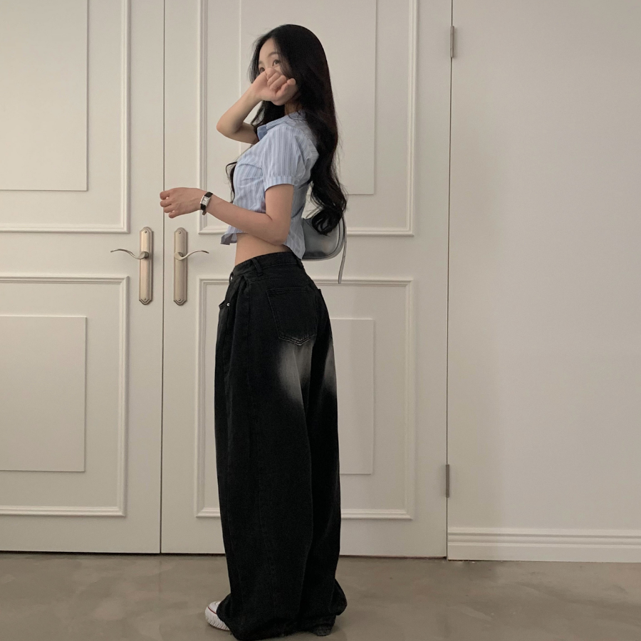 Женские облегчённые wide-fit джинсы с эффектом охлаждения и защипами по бокам