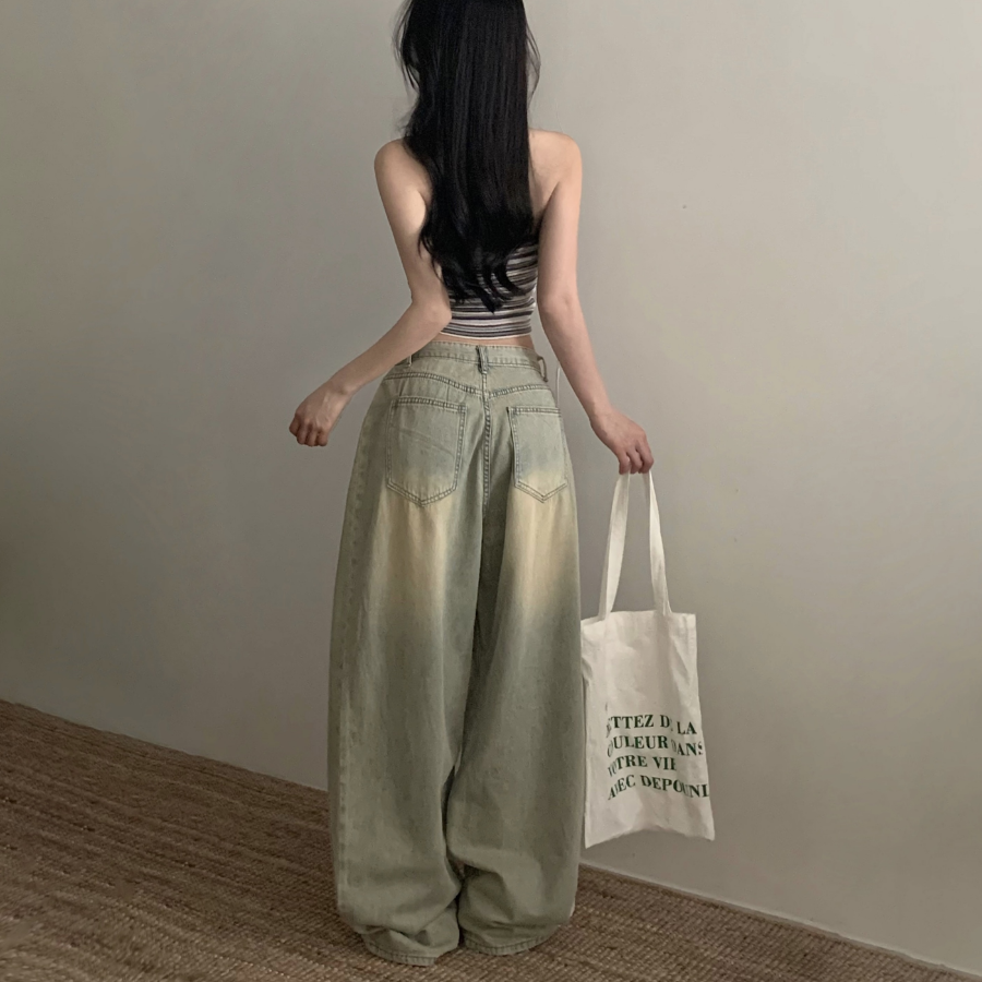 Женские облегчённые wide-fit джинсы с эффектом охлаждения и защипами по бокам