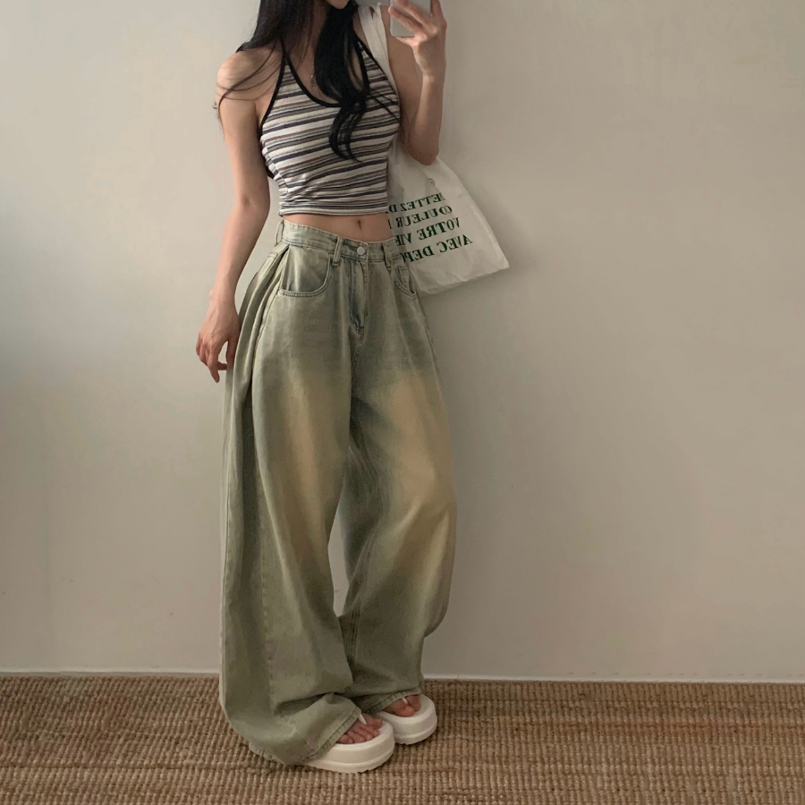 Женские облегчённые wide-fit джинсы с эффектом охлаждения и защипами по бокам