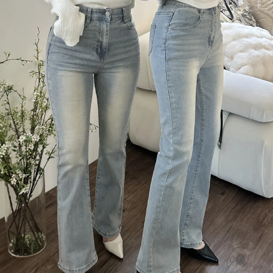 Женские буткат джинсы с полной эластичностью и внутренней резинкой на поясе