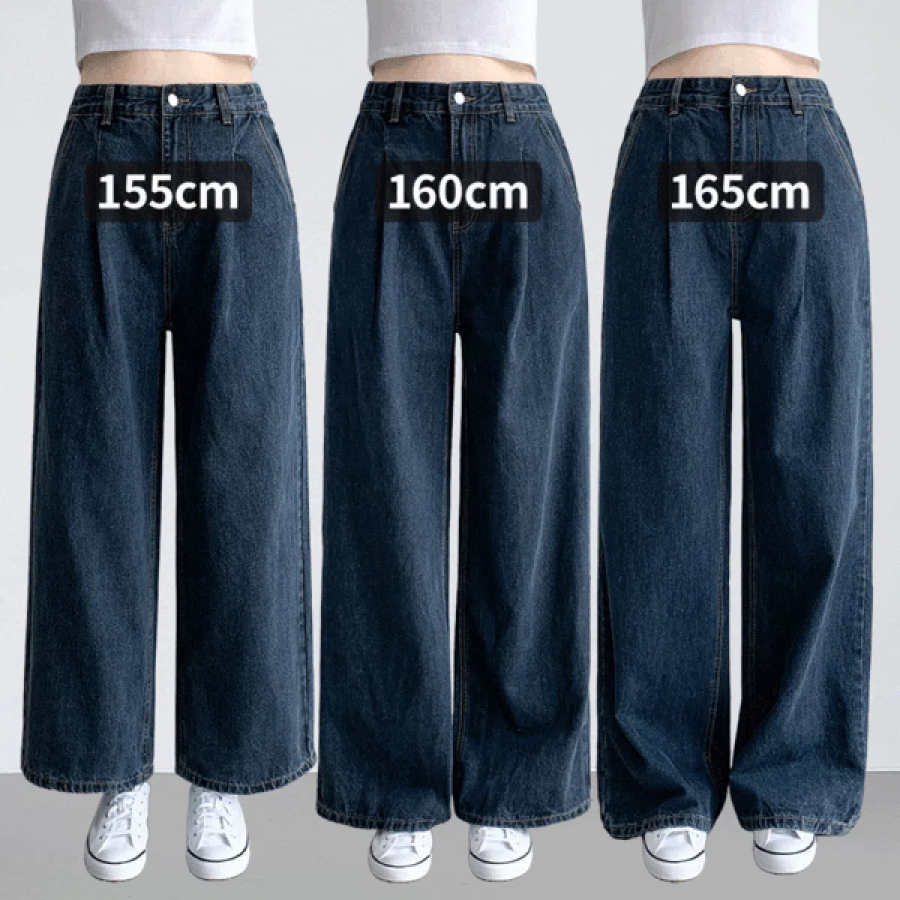 Женские широкие джинсы с одной защипкой без эластана, в трёх вариантах длины