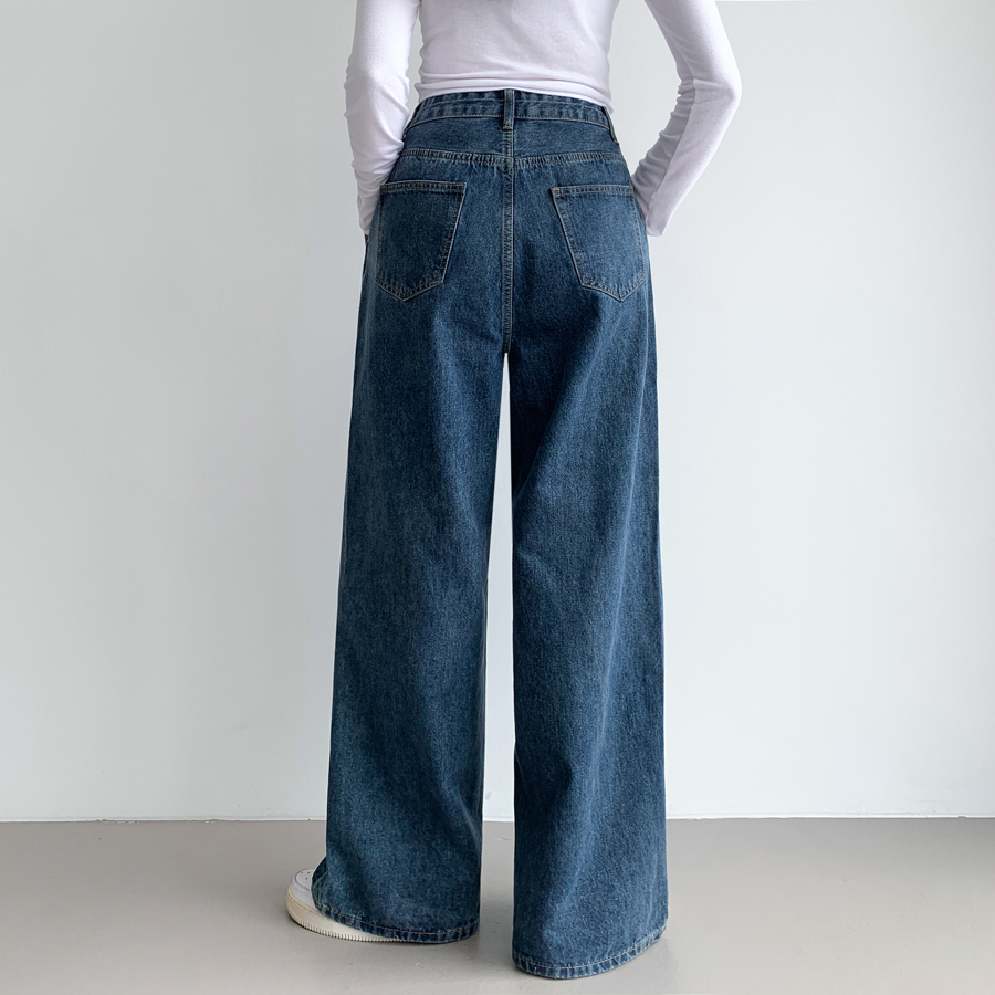 Женские широкие джинсы с одной защипкой без эластана, в трёх вариантах длины