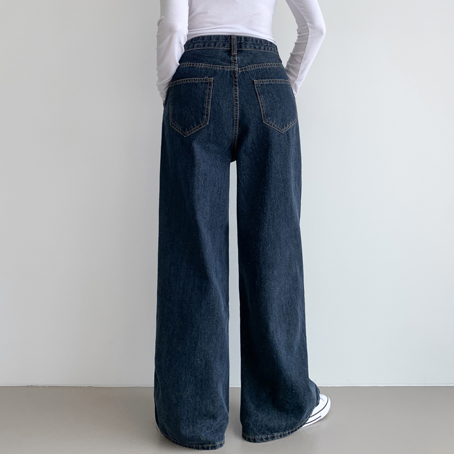 Женские широкие джинсы с одной защипкой без эластана, в трёх вариантах длины