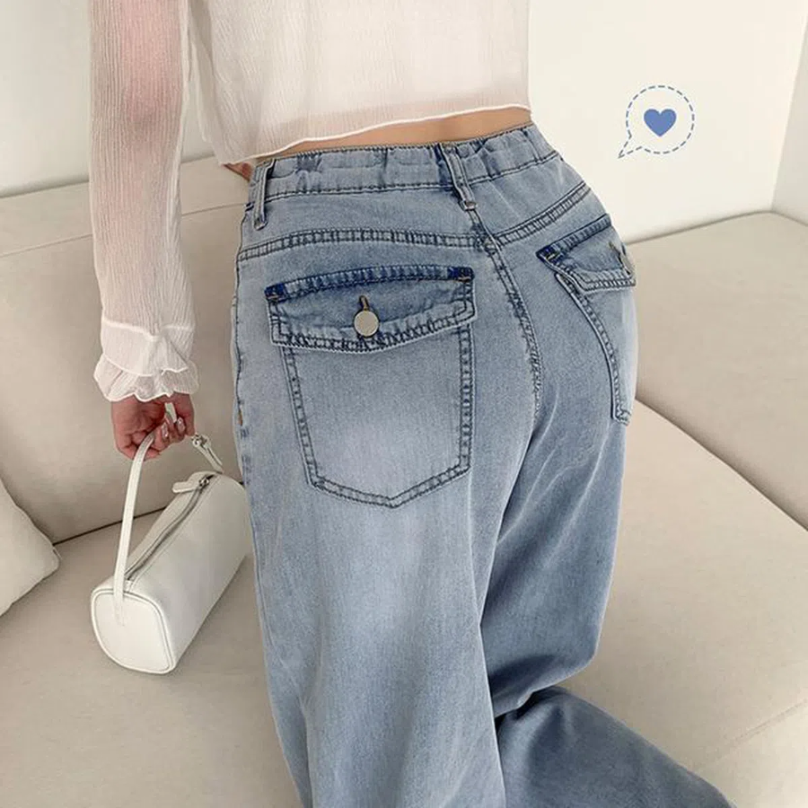 Женские летние широкие джинсы из тенсела с суперэластичной талией и задними карманами