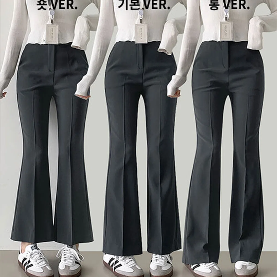 Hidden Banding Pin-Tuck Long Bootcut Spandex Slacks Pants