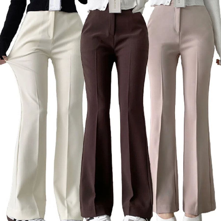 Hidden Banding Pin-Tuck Long Bootcut Spandex Slacks Pants