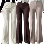 Hidden Banding Pin-Tuck Long Bootcut Spandex Slacks Pants