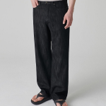 Linen-Like Wide Denim Pants (Low Black)