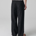 Linen-Like Wide Denim Pants (Low Black)