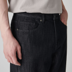 Linen-Like Wide Denim Pants (Low Black)
