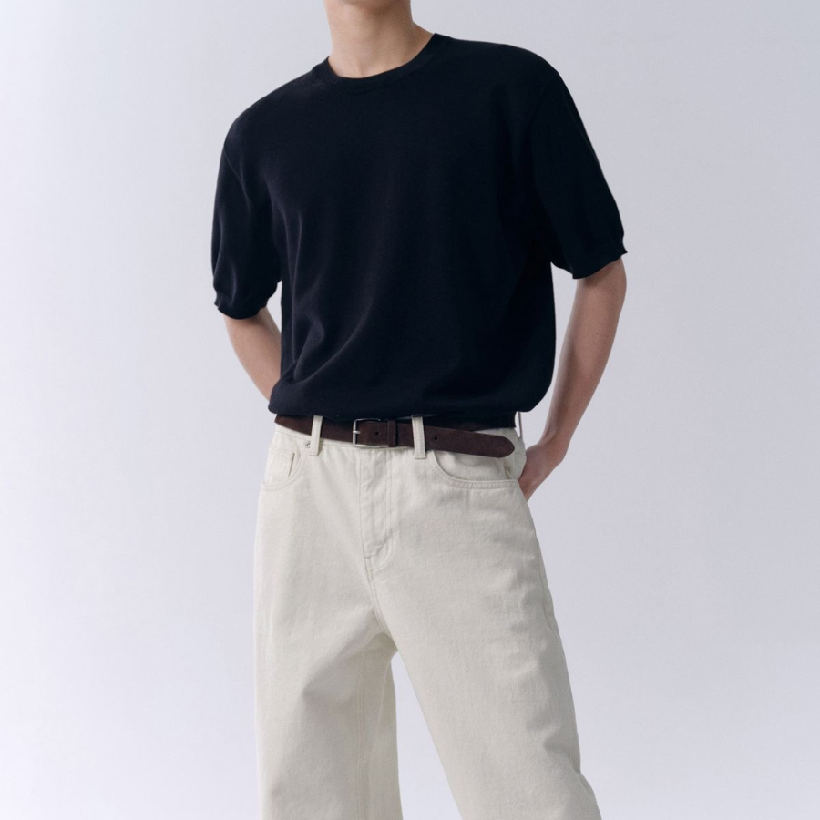 Regular Fit Denim Pants (Cream)