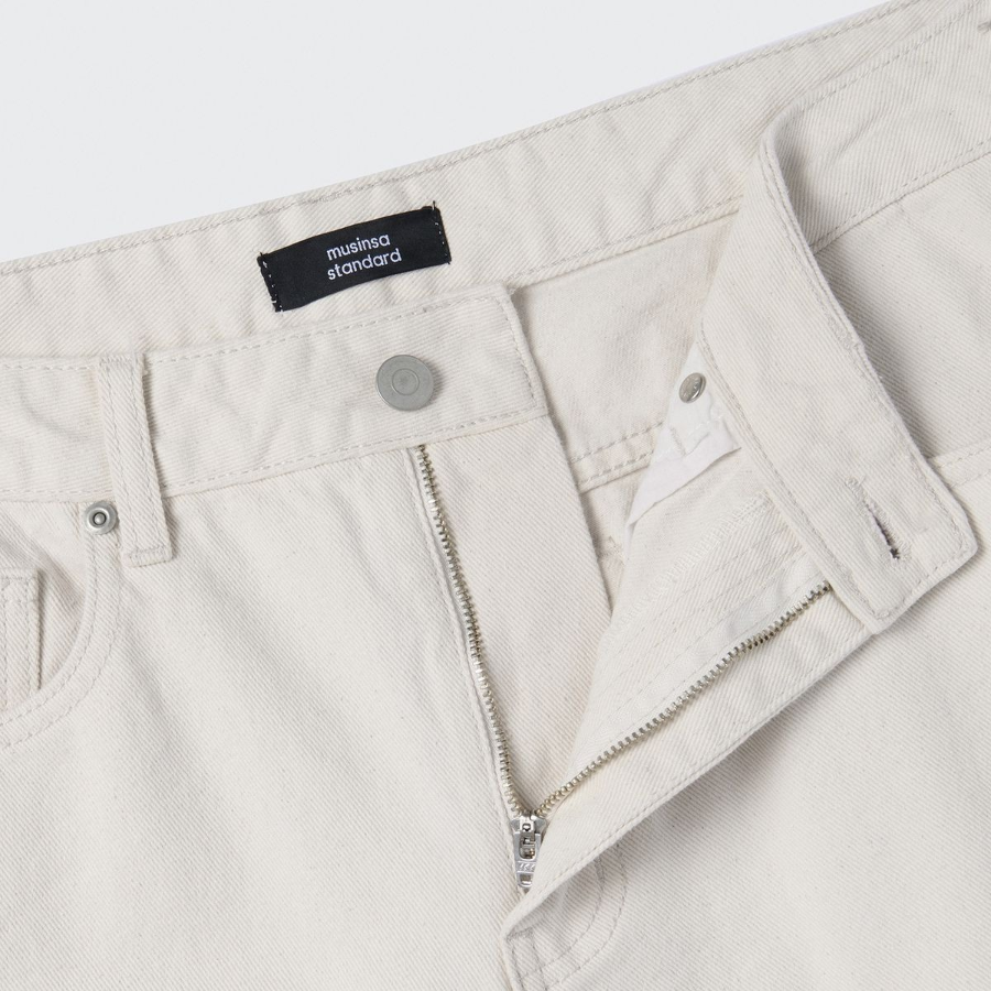 Regular Fit Denim Pants (Cream)