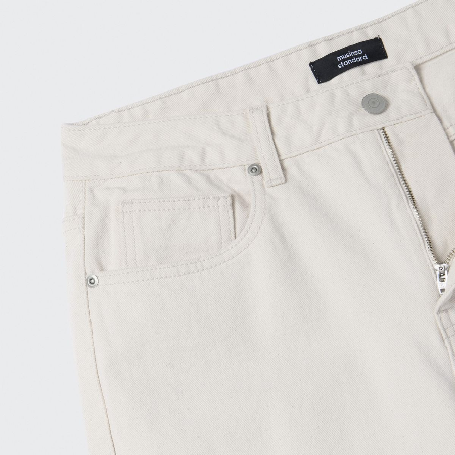Regular Fit Denim Pants (Cream)