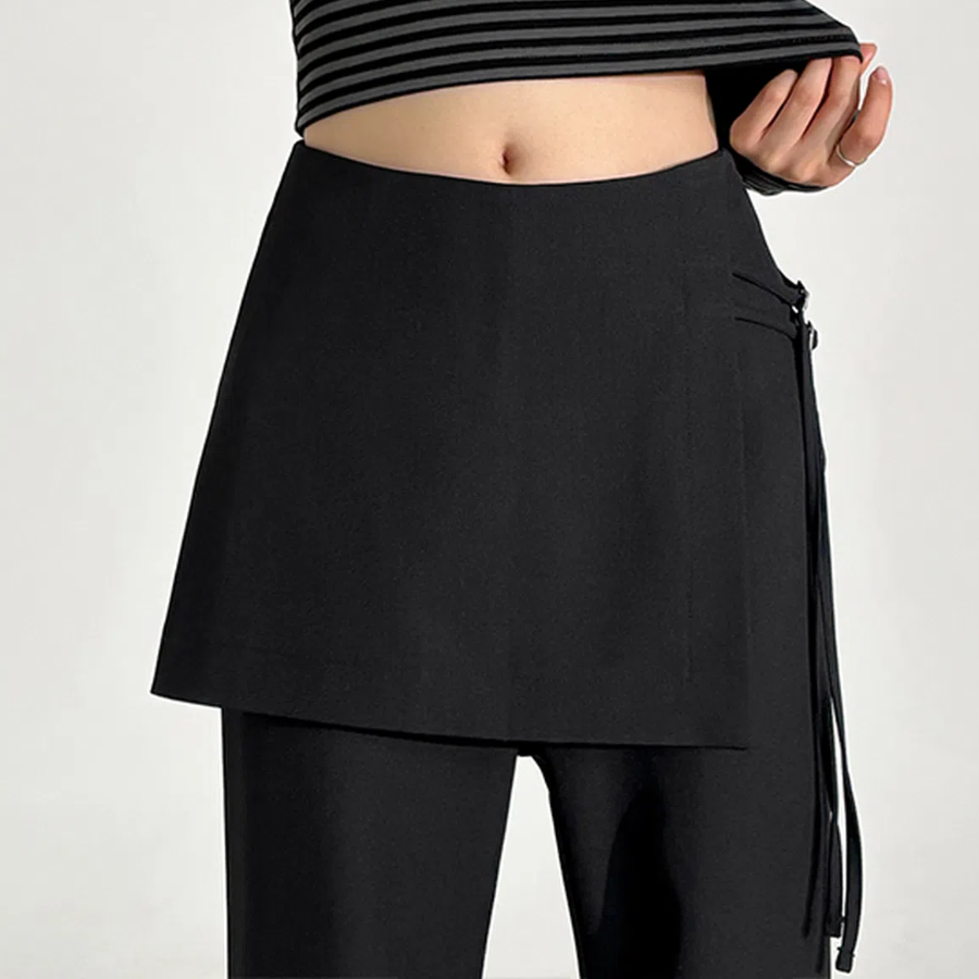 Layered Wrap Skirt Slacks