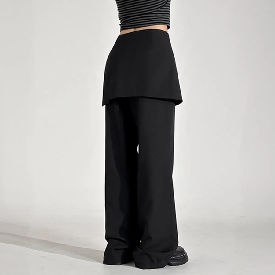 Layered Wrap Skirt Slacks