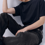 Wide Denim Pants (Washed Black)