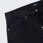 Wide Denim Pants (Washed Black)