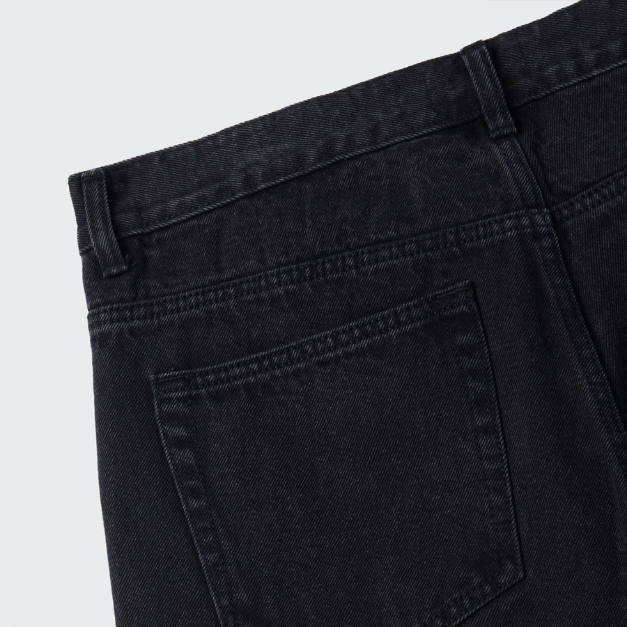 Wide Denim Pants (Washed Black)