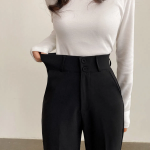 Kedin Two-Button High-Waist Semi Bootcut Slacks