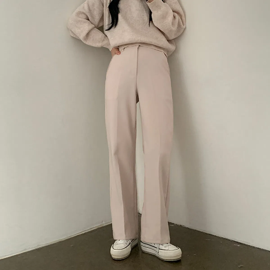 Kedin Two-Button High-Waist Semi Bootcut Slacks