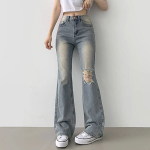 Женские джинсы с односторонним эффектом потертости и широким расклешённым кроем (bootcut wide fit)