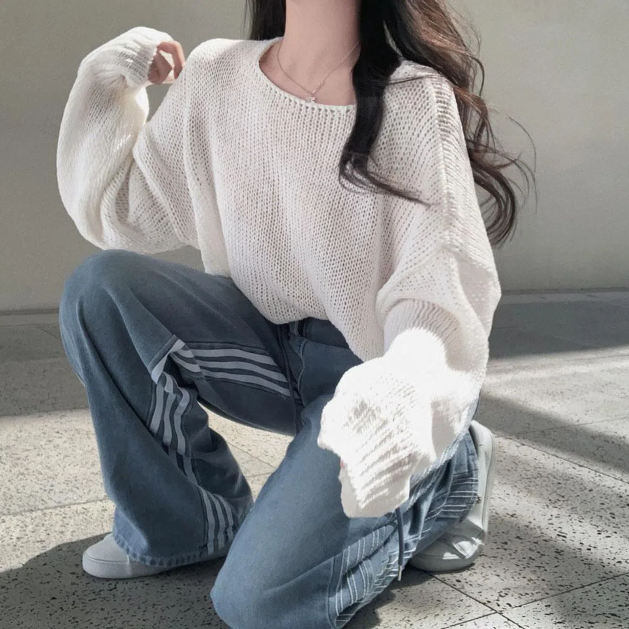 Женские джинсы-треники с широкими штанинами и регулируемым шнурком