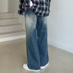 Унисекс джинсы с пескоструйной обработкой, резинкой на поясе и широкими штанинами