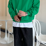 Унисекс джинсы из сырого денима с защипами и контрастной строчкой