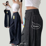 Женские летние wide-fit джинсы с охлаждающим эффектом, эластичной талией и разрезами с кнопками на штанинах